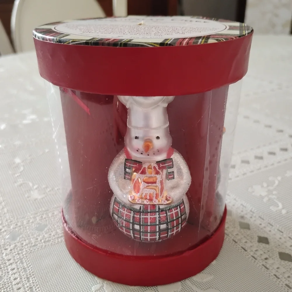 🆕 Williams Sonoma Snowman Chef Ornaments, Set Of 3, New